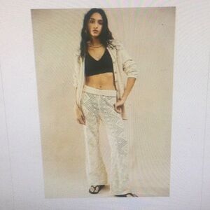 FP BEACH/“GET AWAY”SAGE CROCHET KNIT FLAIRED PANTS/NEW